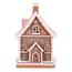 Vianočná dekorácia Perníkový domček s ružovou strechou, polyresin, LED, hnedá