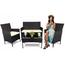 Set de grădină din rattan Aldotrade GardenLine,maro + perne de scaun crem