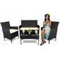 Set de grădină din rattan Aldotrade GardenLine,maro + perne de scaun crem