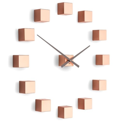 Future Time FT3000CO Cubic copper Dizajnové samolepiace hodiny, pr. 50 cm