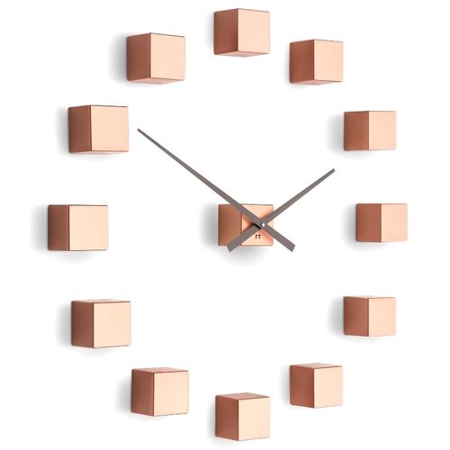 Future Time FT3000CO Cubic copper Designové samolepiace hodiny, pr. 50 cm