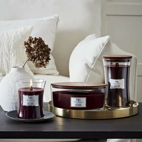 Woodwick Vonná svíčka váza velká Black Cherry, 609 g
