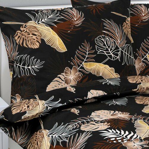 Lenjerie de pat din bumbac Bellatex Monstera maroînchis, 140 x 200 cm, 70 x 90 cm