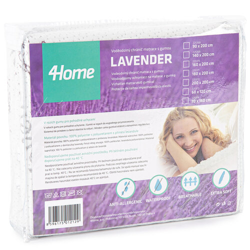 4Home Lavender Undurchlässiger Matratzenschoner mit Gummi, 60 x 120 cm