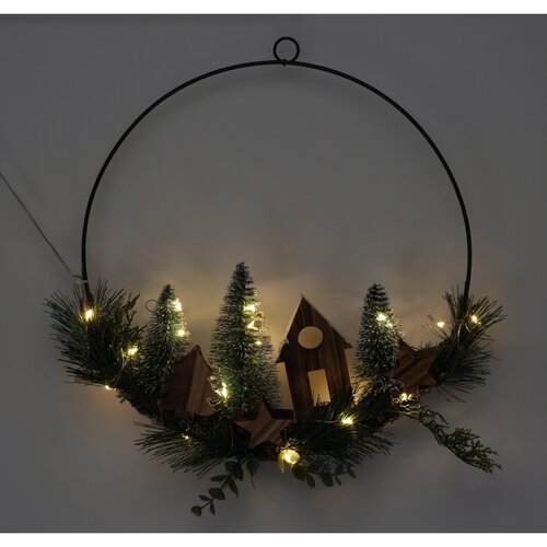 Christmas ring karácsonyi lógó LED dekoráció, 30 cm