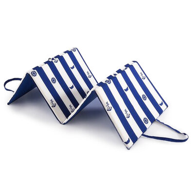 B.E.S. Petrovice Ležalnik za plažo, modro-belečrte z natisnjenim motivom