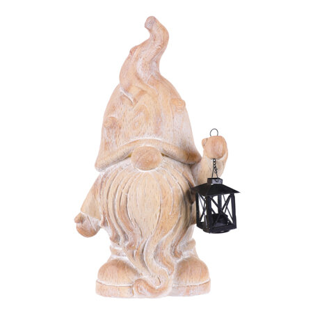 Záhradná dekorácia Trpaslík s lampášom, MgO keramika, 28 x 20 x 51 cm