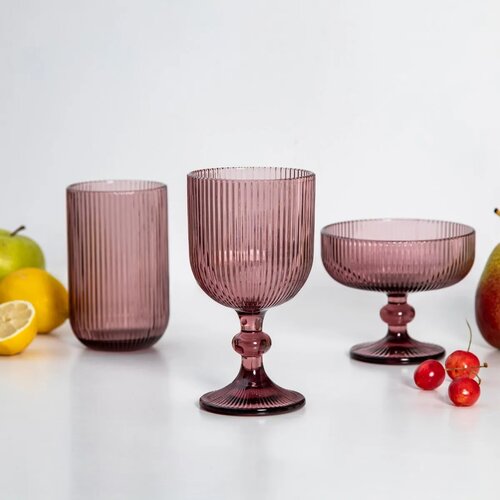 Altom kozarec na nogi Selena Purple, 370 ml, set 6kosov