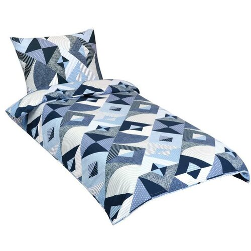 Bellatex Pościel bawełniana Geometria niebieski, 140 x 200 cm, 70 x 90 cm