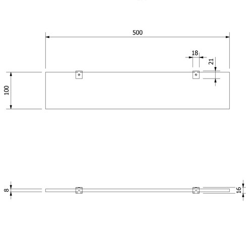 AQUALINE SB115 Samba steklena polica 50 cm,srebrna
