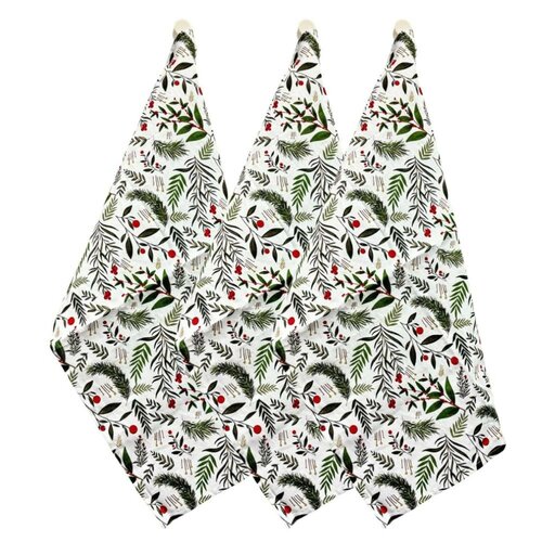 Home Elements Piros fagyöngy konyhai törülköző, 50 x 70 cm, 3 db-os szett