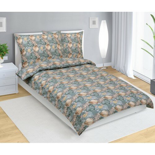 Bellatex Pościel bawełniana Monstera, róże szary,140 x 200 cm, 70 x 90 cm