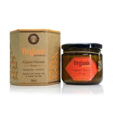 Organska sveča Nagpuri Narangi - Orange 200 g vjantarovem steklu