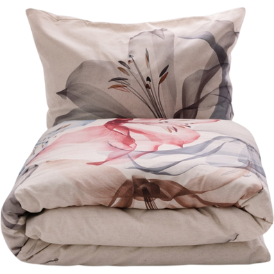 Povlečení ze směsi bavlny a lnu Lilie, 160 x 200 cm, 2 ks 70 x 80 cm