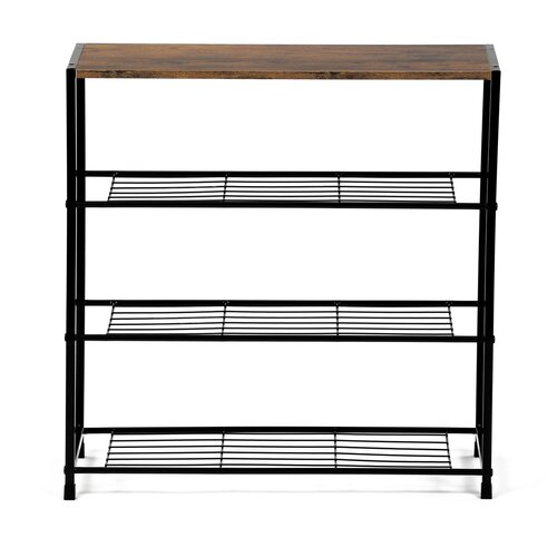 Skrinka na topánky s 3 policami, staré drevo