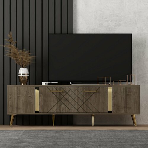 Televizní stolek Detas Walnut and Gold