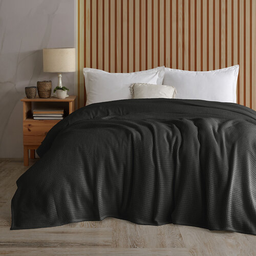 4Home Bawełniana narzuta na łóżko Claire antracyt, 220 x 240 cm