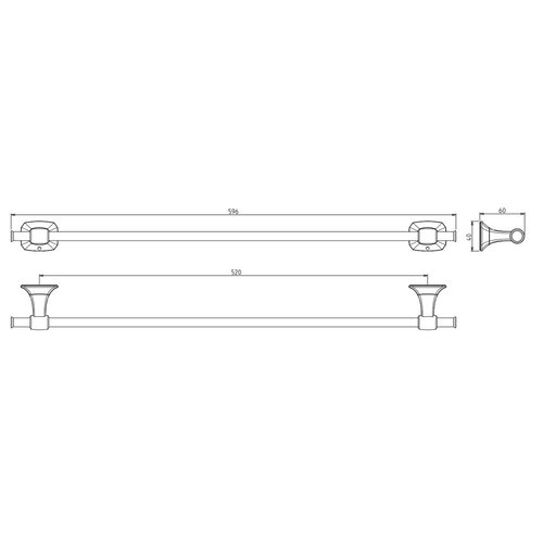 METAFORM AI520 Suport pentru prosoape Aida 52 x 6cm , argintiu