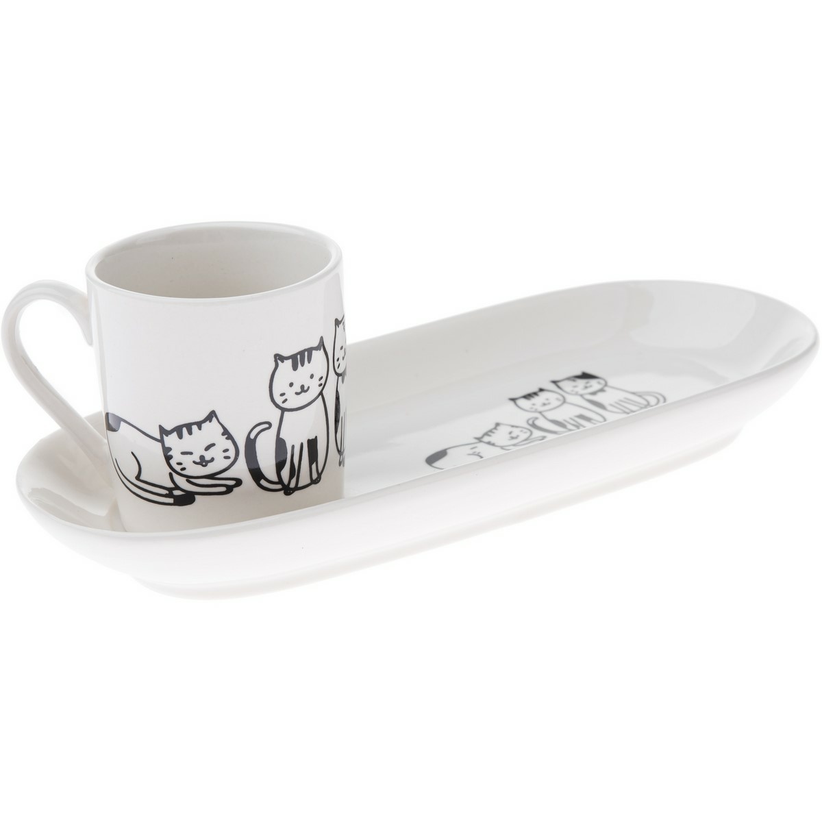 Porcelanowy kubek z podstawką Koty 90 ml