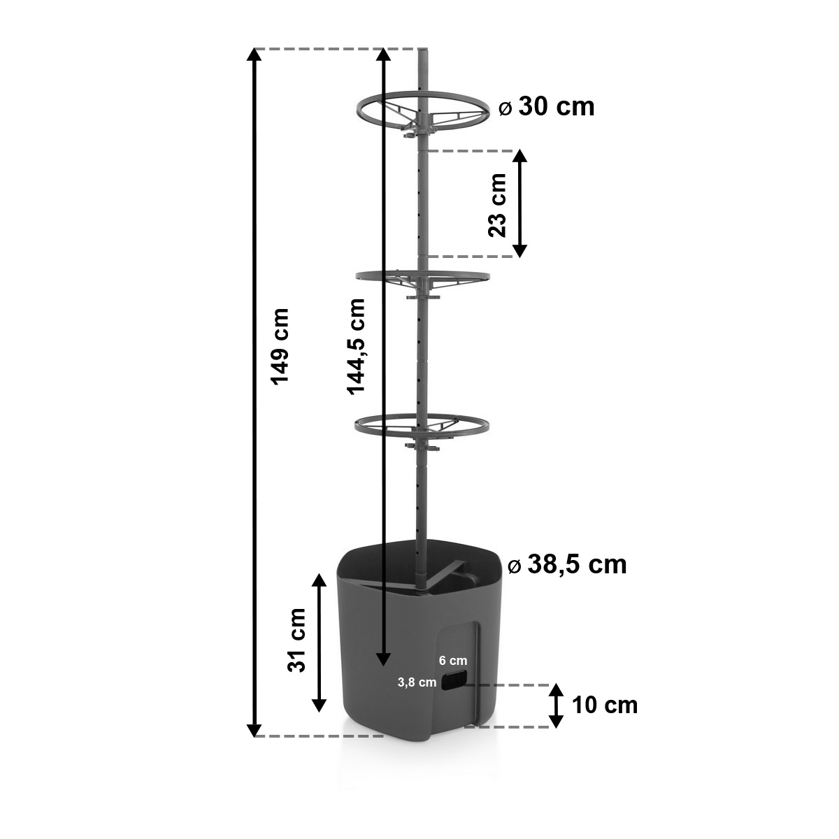 Gardenico Pěstební nádoba na rajčata antracit, pr. 39 cm