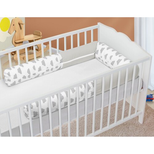 Bellatex Barierka do łóżeczka walec Chmurki szary, 240 cm