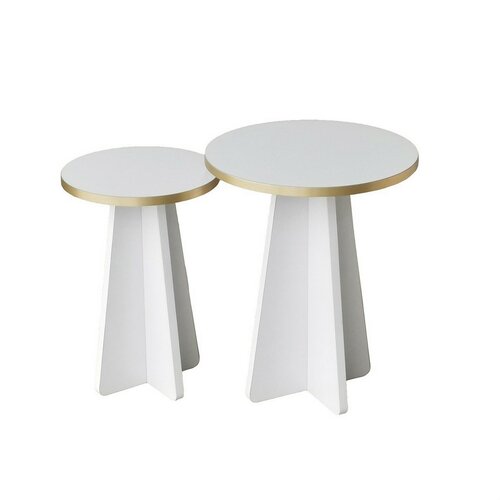 Set de măsuțe de cafea Mushroom Gold andWhite, 2 buc.