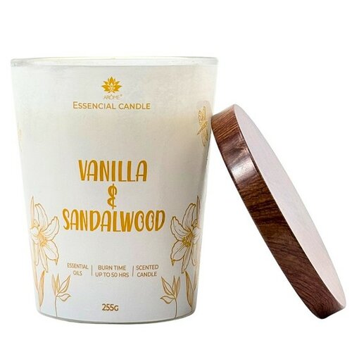 Arome Vanilla & Sandalwood gyertya üvegben, fém fedéllel 255g