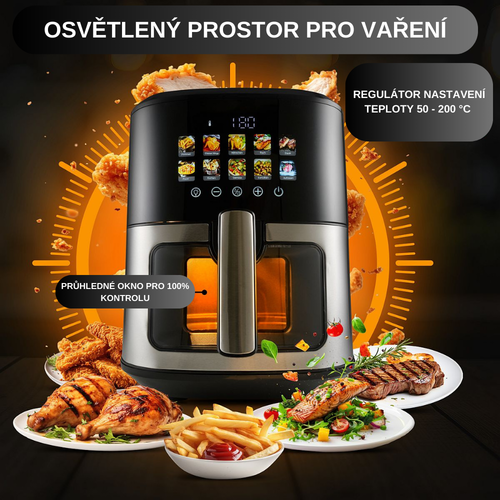 ProfiCook FR 1286 H horkovzdušná fritéza s grafickým displejem a dotykovým senzorem, 6,5 l