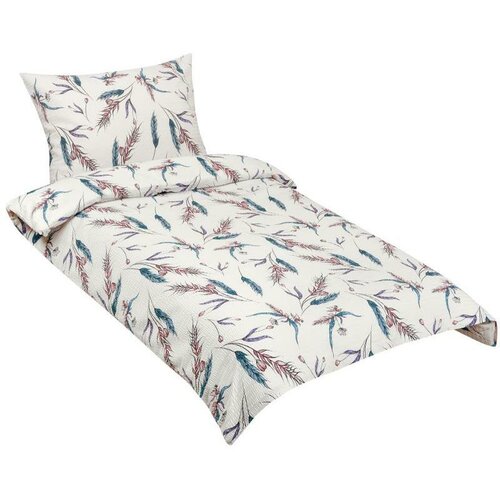 Bellatex Pościel z kory Kłos beżowy, niebieski, 140 x 200 cm, 70 x 90 cm