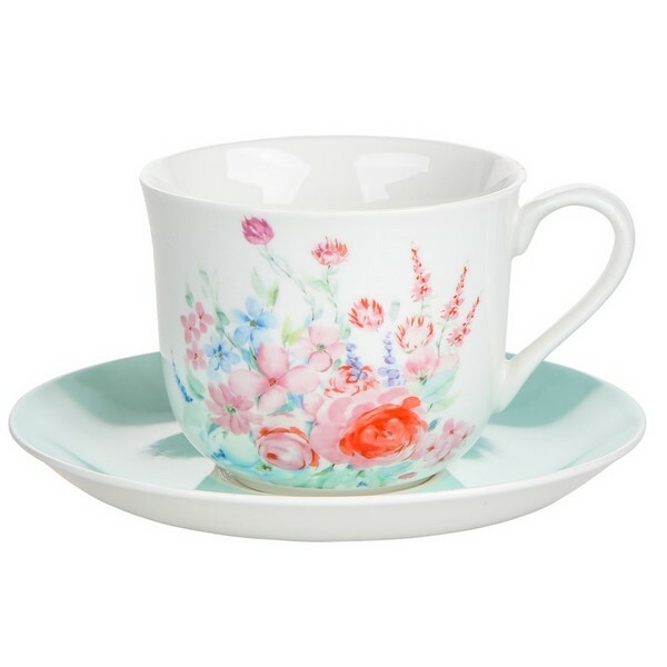 Altom Porcelánový šálek s podšálkem Pastelový květ 430 ml