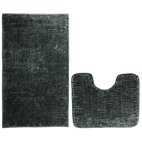 AmeliaHome Komplet dywaników łazienkowych Bati czarny, 2 szt. 50 x 80 cm, 40 x 50 cm