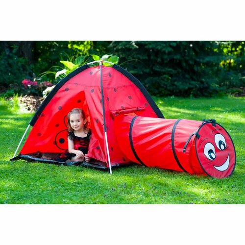 Cort pentru copii cu tunel Baby Mix Buburuză roșu,170 x 112 x 94 cm