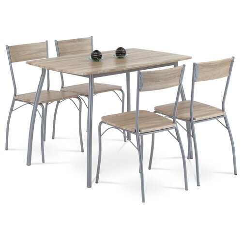 Set de masă HANS cu 4 scaune, 110 x 70 x 77 cm,stejar Sonoma