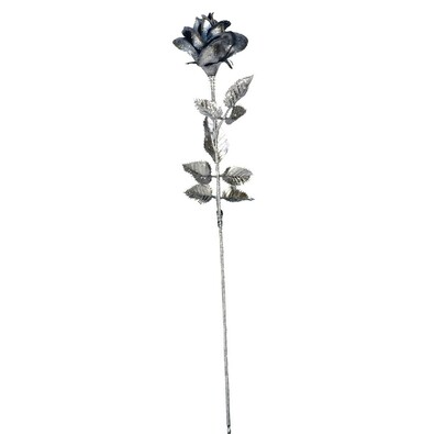 Umělá růže, stříbrná, 5 ks
