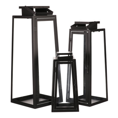 Set de felinare metalice negre, 3 buc