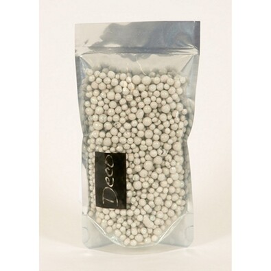 Dekoračné perly 4-8 mm biele s glitrami