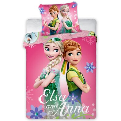 Dětské bavlněné povlečení do postýlky Ledové Království Elsa a Anna, 100 x 135 cm, 40 x 60 cm