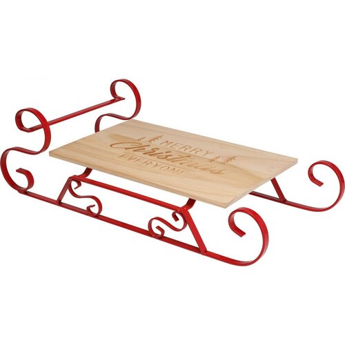 Weihnachtliches Serviertablett aus Kiefernholz Schlitten, 46 × 22 × 14 cm