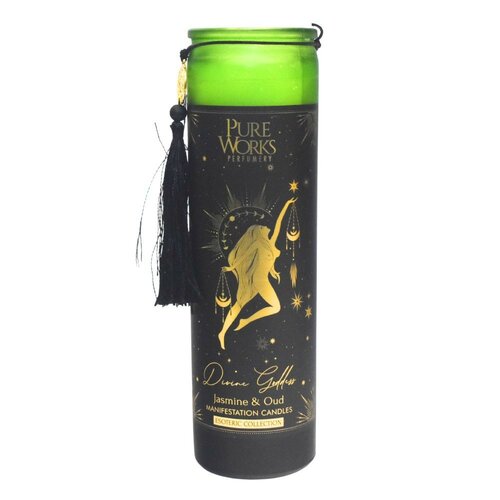 Arome Organikus gyertya Jasmine&Oud 300 gszínes, magas üvegben, rojttal