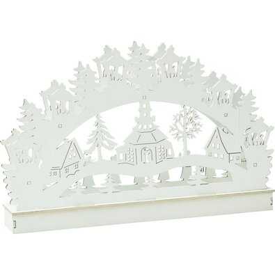 Dekoracja świąteczna LED Kościół z domkami, 29 x4,5 x 19 cm, 6 diod LED, ciepła biała