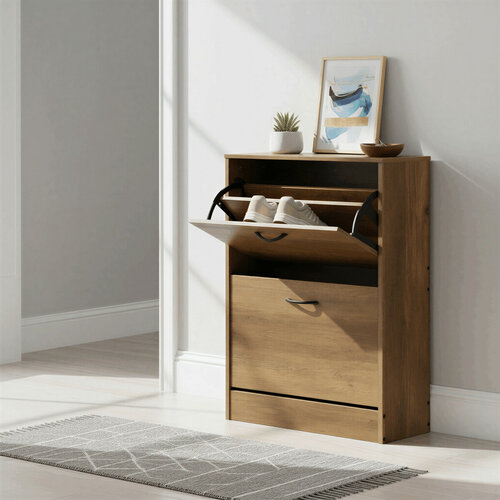 Výklopný botník se 2 přihrádkami COMPACT Elm, dekor jilm