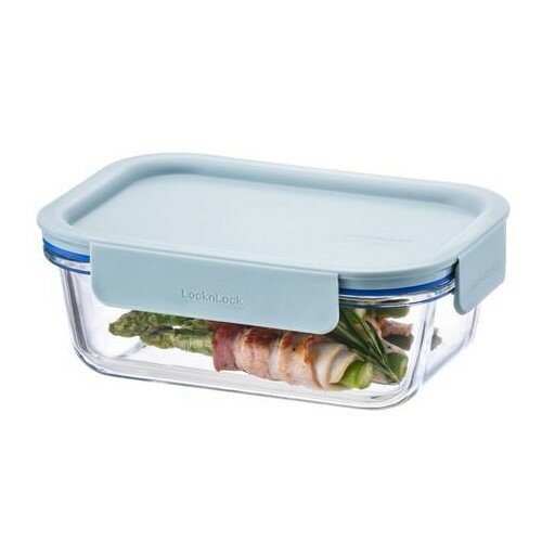LOCKnLOCK Szklany pojemnik prostokątny CLEAR, 630ml, miętowy
