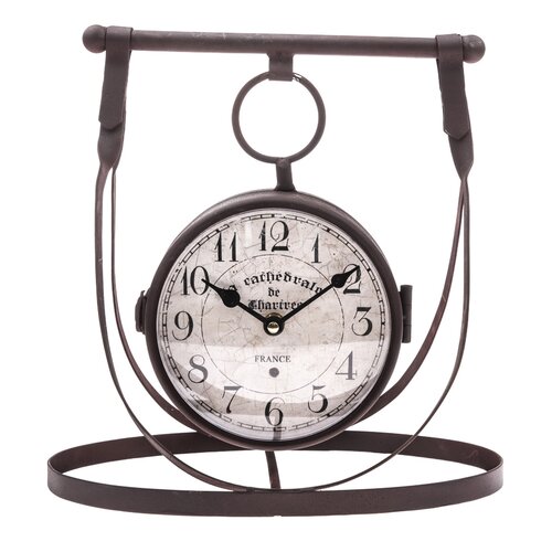 Obustronny zegar stołowy metalowy, 30 x 29 cm