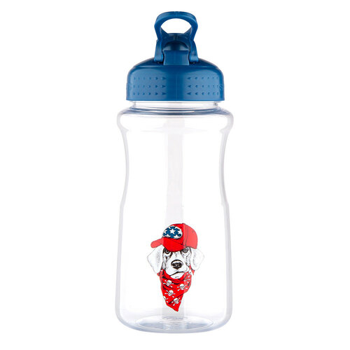 Altom Plastična steklenica s slamico Labrador, 500ml, modra