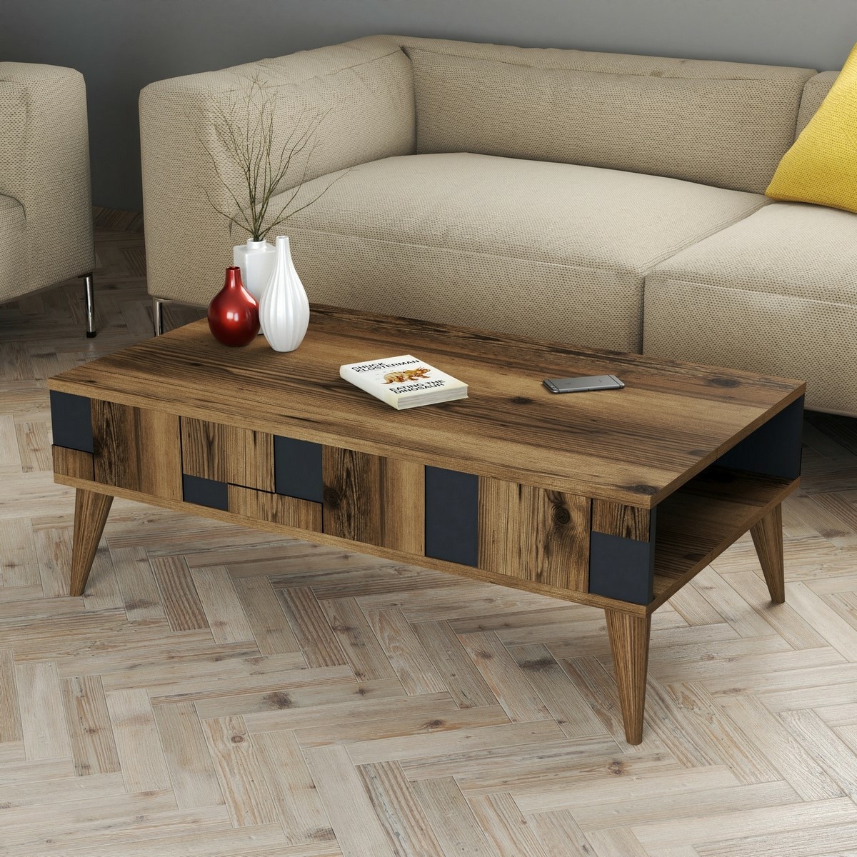 Konferenčný stolík Madrid Anthracite and Walnut
