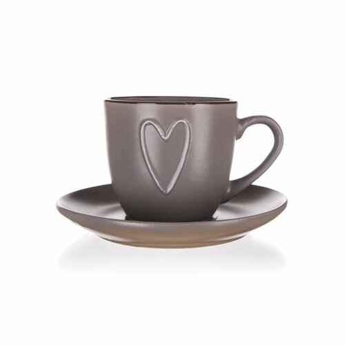 Banquet Skodelica s podstavkom HEART 260 ml,rjava, 6 kos