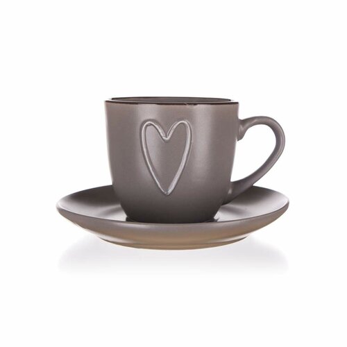 Banquet Tasse mit Untertasse HEART 260 ml, Braun,6 St.