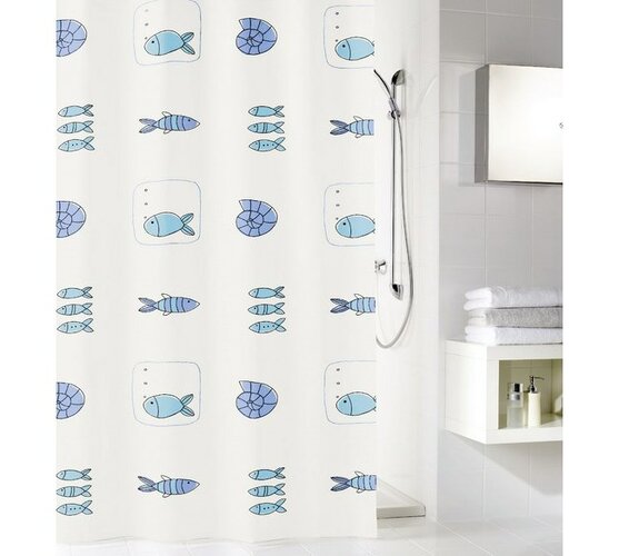 Koupeľňový záves Meusch, modrá, 180 x 200 cm