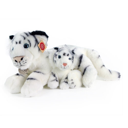 Rappa Plyšový bílý tygr s mládětem, 38 cm