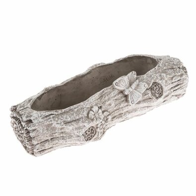 Betonový květináč Kmen s motýlem, 29,5 x 8 x 11 cm